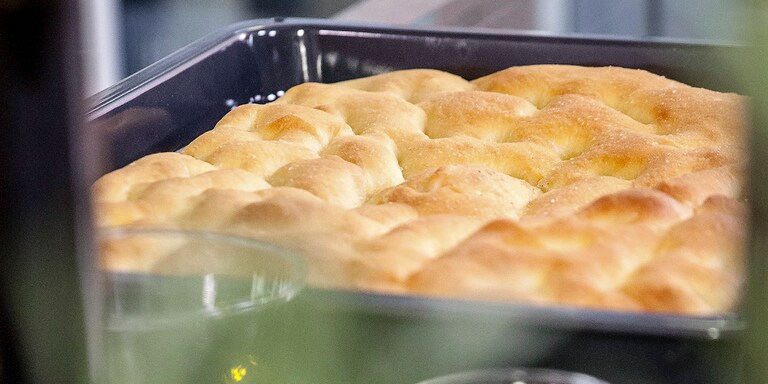 Steam baked whole wheat focaccia